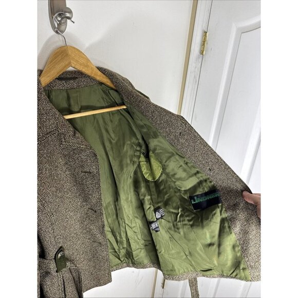 Vintage Lindner Women M Tweed Wool Jacket Green Suede Trim Equestrian 70s German - Picture 6 of 11